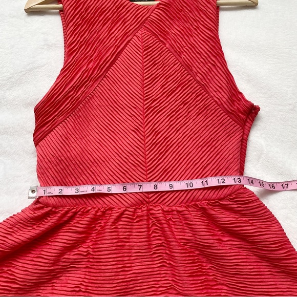 Topshop Coral Micro Pleated Fit & Flare Dress - Picture 9 of 12